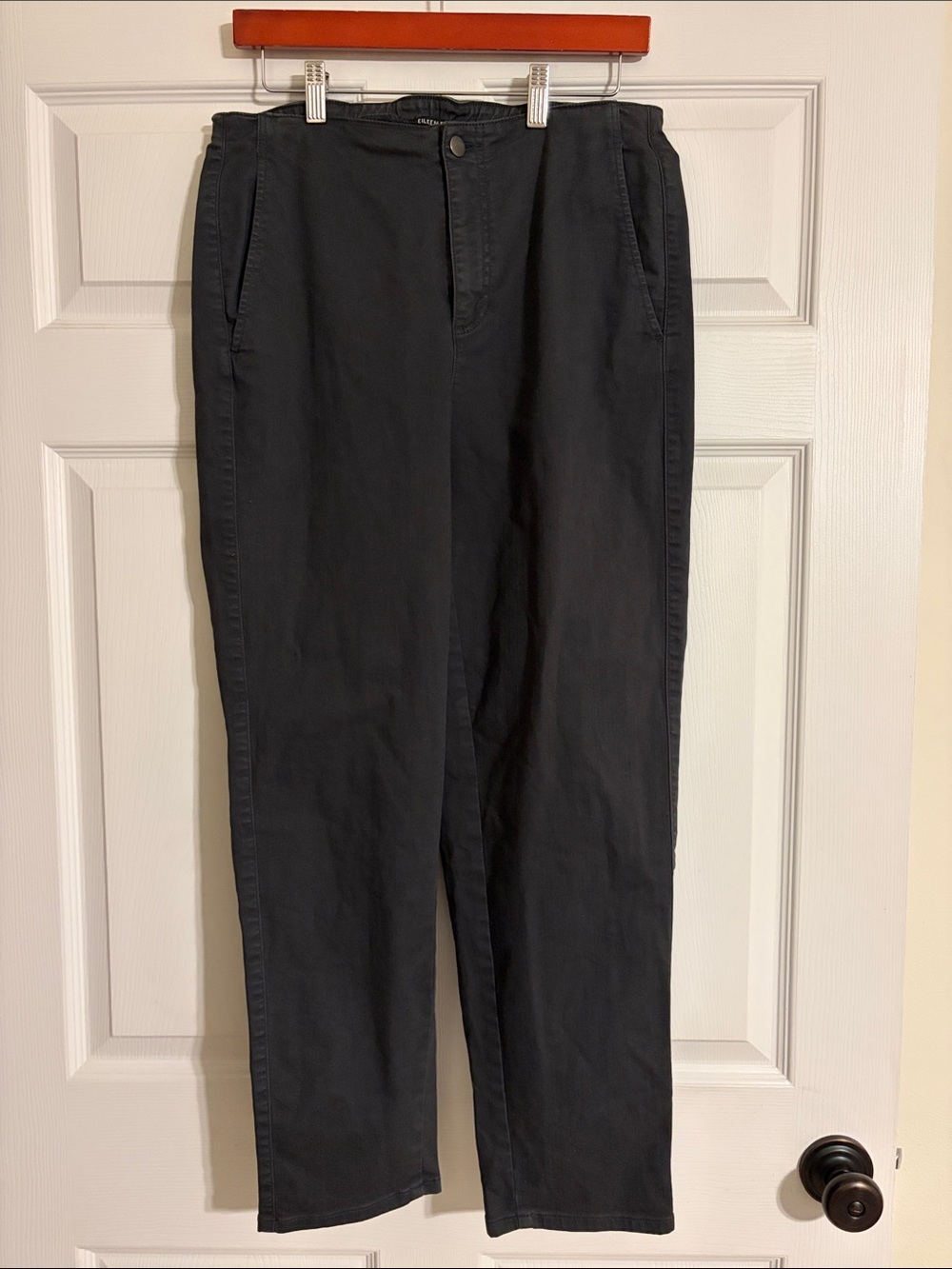 Eileen Fisher Charcoal Gray Straight Leg Elastic Waist Pants Size S